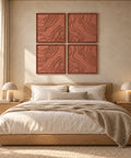 Interior with FeltArt 'Naturale' set of 4 panels in the color terra bloom, 60x60, second view.