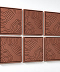 Side view of FeltArt 'Naturale' set of 6 panels in the color terra bloom, 60x60.
