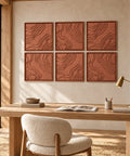 Interior with FeltArt 'Naturale' set of 6 panels in the color terra bloom, 60x60.