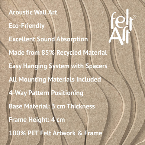 Key features of FeltArt 'Oasis' in the color pale sand.