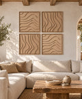 Interior with FeltArt 'Oasis' set of 4 panels in the color pale sand, 60x60, second view.