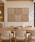 Interior with FeltArt 'Oasis' set of 6 panels in the color pale sand, 60x60, second view.