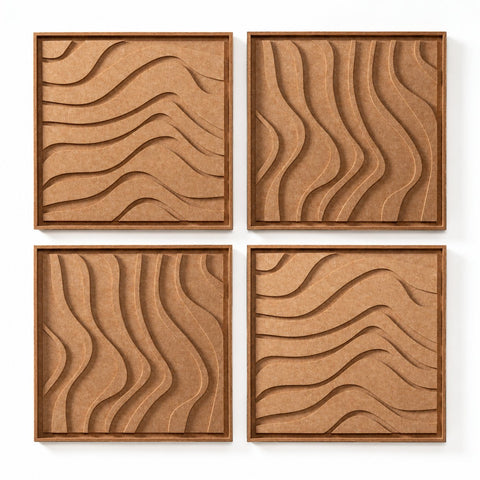 FeltArt 'Oasis' set of 4 panels in the color soft dune, 60x60.
