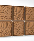 Side view of FeltArt 'Oasis' set of 6 panels in the color soft dune, 60x60.