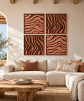 Interior with FeltArt 'Oasis' set of 4 panels in the color terra bloom, 60x60.