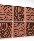 Side view of FeltArt 'Oasis' set of 6 panels in the color terra bloom, 60x60.