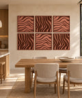 Interior with FeltArt 'Oasis' set of 6 panels in the color terra bloom, 60x60.