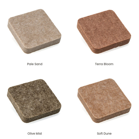 FeltArt Sample Kit: four felt samples in Pale Sand, Terra Bloom, Olive Mist and Soft Dune