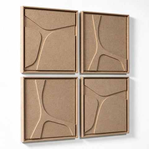 Side view of FeltArt 'Serene' set of 4 panels in the color pale sand, 60x60.