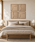 Interior with FeltArt 'Serene' set of 4 panels in the color pale sand, 60x60, second view.