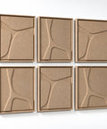 Side view of FeltArt 'Serene' set of 6 panels in the color pale sand, 60x60.