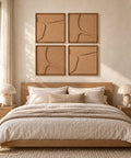 Interior with FeltArt 'Serene' set of 4 panels in the color soft dune, 60x60, second view.