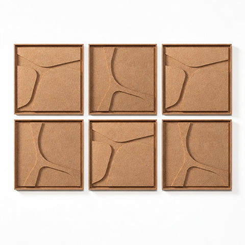 FeltArt 'Serene' set of 6 panels in the color soft dune, 60x60.