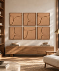 Interior with FeltArt 'Serene' set of 6 panels in the color soft dune, 60x60.