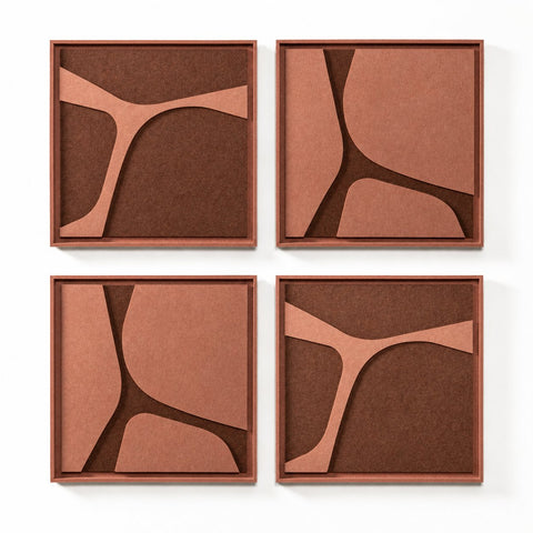 FeltArt 'Serene' set of 4 panels in the color terra bloom, 60x60.
