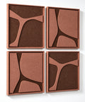 Side view of FeltArt 'Serene' set of 4 panels in the color terra bloom, 60x60.