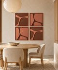Interior with FeltArt 'Serene' set of 4 panels in the color terra bloom, 60x60.