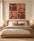 Interior with FeltArt 'Serene' set of 4 panels in the color terra bloom, 60x60, second view.