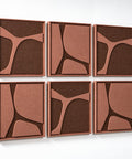 Side view of FeltArt 'Serene' set of 6 panels in the color terra bloom, 60x60.