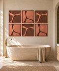 Interior with FeltArt 'Serene' set of 6 panels in the color terra bloom, 60x60.