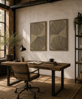 Interior with FeltArt 'Verdure' in the color olive mist, 70x110.