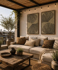 Interior with FeltArt 'Verdure' in the color olive mist, 70x110.