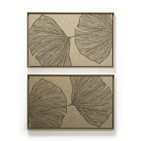 FeltArt 'Verdure' in the color olive mist, 70x110, panels hung one above the other.