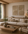 Interior with FeltArt 'Verdure' in the color pale sand, 70x110.