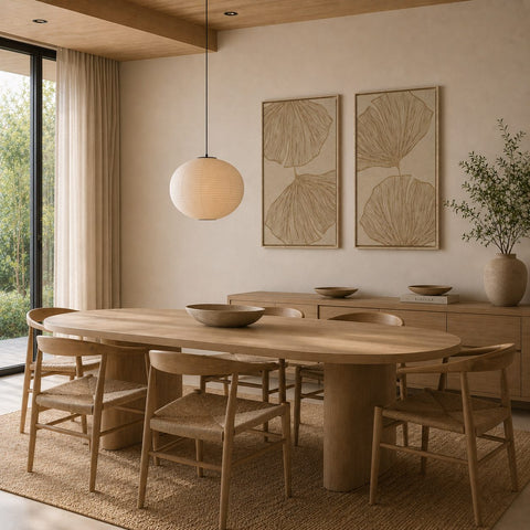 Interior with FeltArt 'Verdure' in the color pale sand, 70x110.