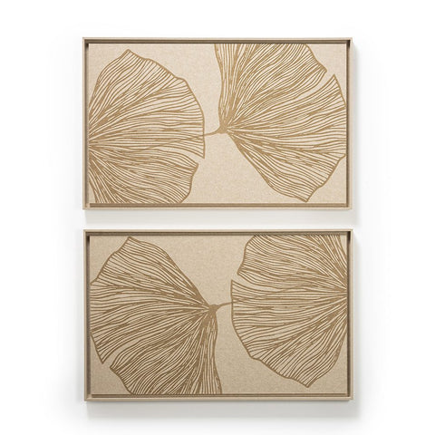 FeltArt 'Verdure' in the color pale sand, 70x110, panels hung one above the other.