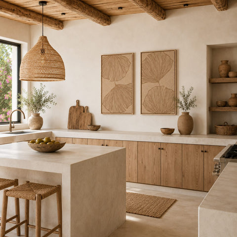 Interior with FeltArt 'Verdure' in the color soft dune, 70x110.