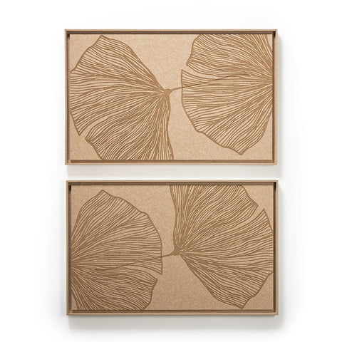 FeltArt 'Verdure' in the color soft dune, 70x110, panels hung one above the other.