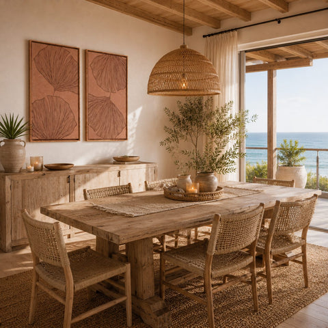 Interior with FeltArt 'Verdure' in the color terra bloom, 70x110.
