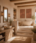 Interior with FeltArt 'Verdure' in the color terra bloom, 70x110.