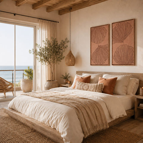Interior with FeltArt 'Verdure' in the color terra bloom, 70x110.